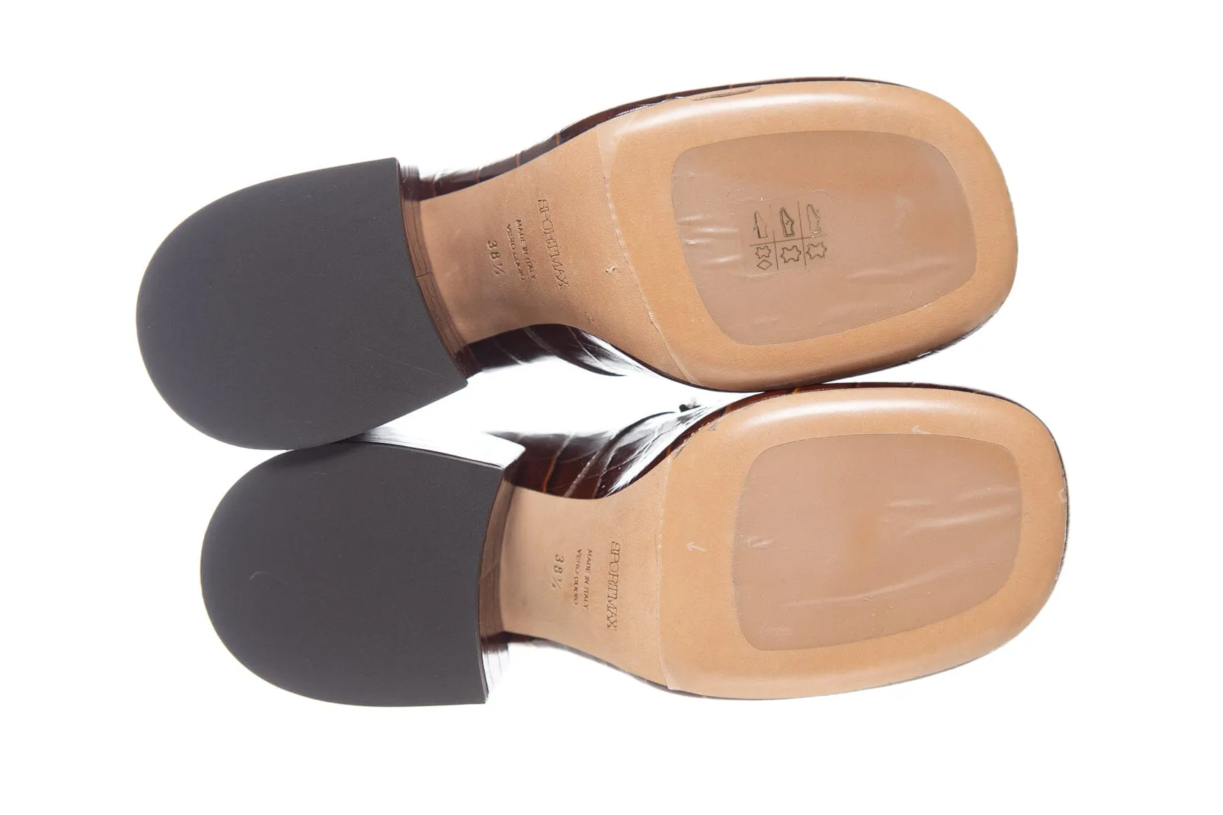 Sport Max Brown Croc Embossed Platforms SZ 38.5