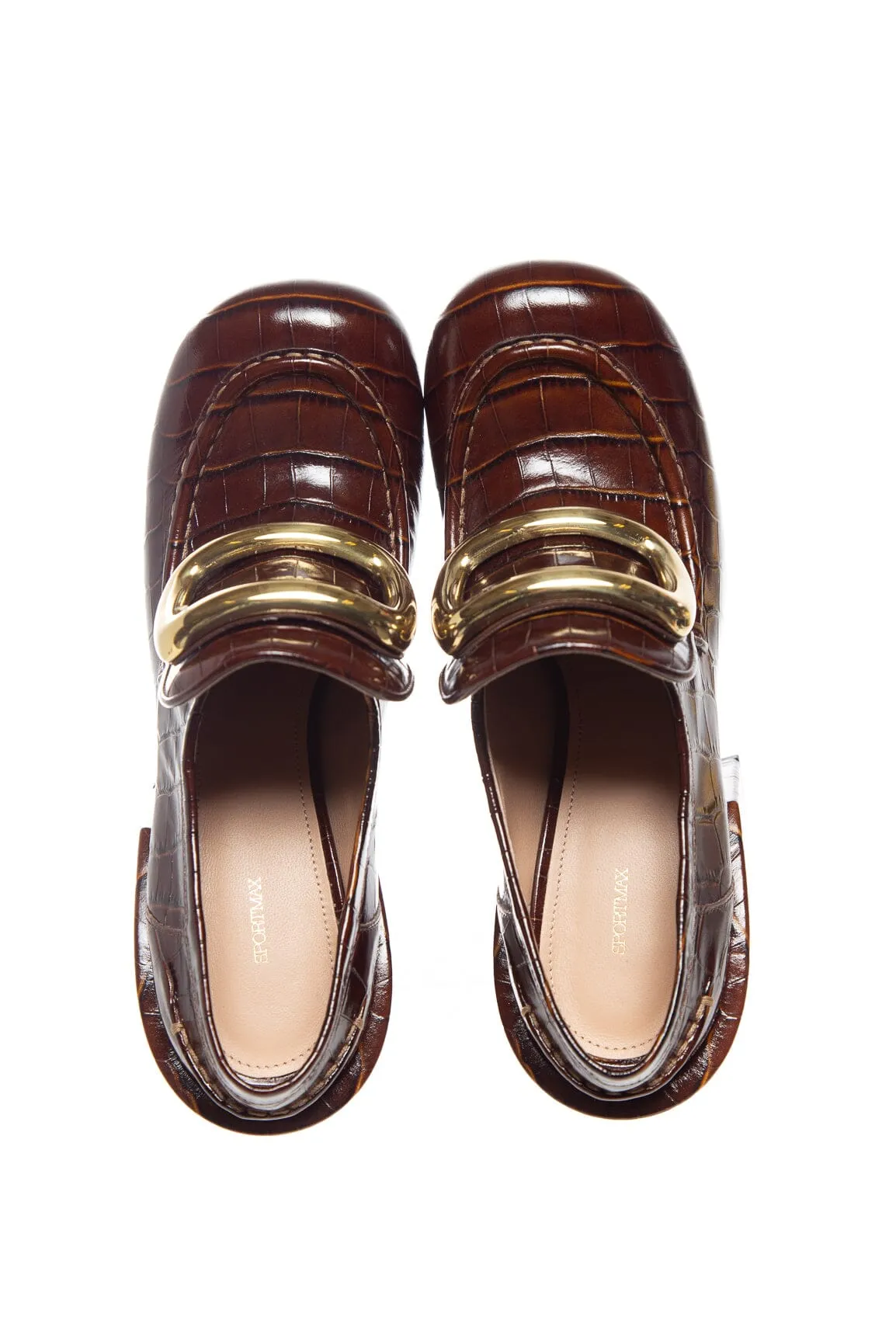 Sport Max Brown Croc Embossed Platforms SZ 38.5