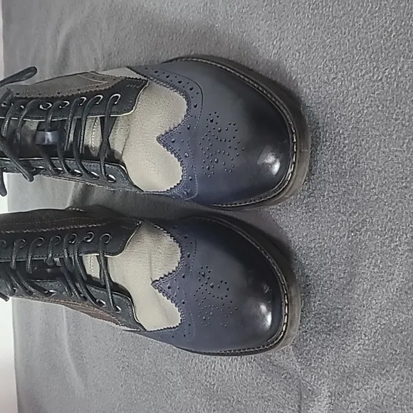 Stacy Adams FINNEGAN WINGTIP LACE UP BOOTS Navy Brown Leather Men’s Size 9.5