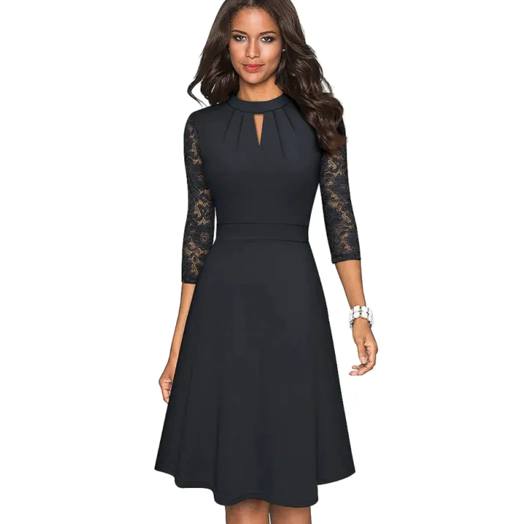 Stand-Up Collar A-Line Swing Dress
