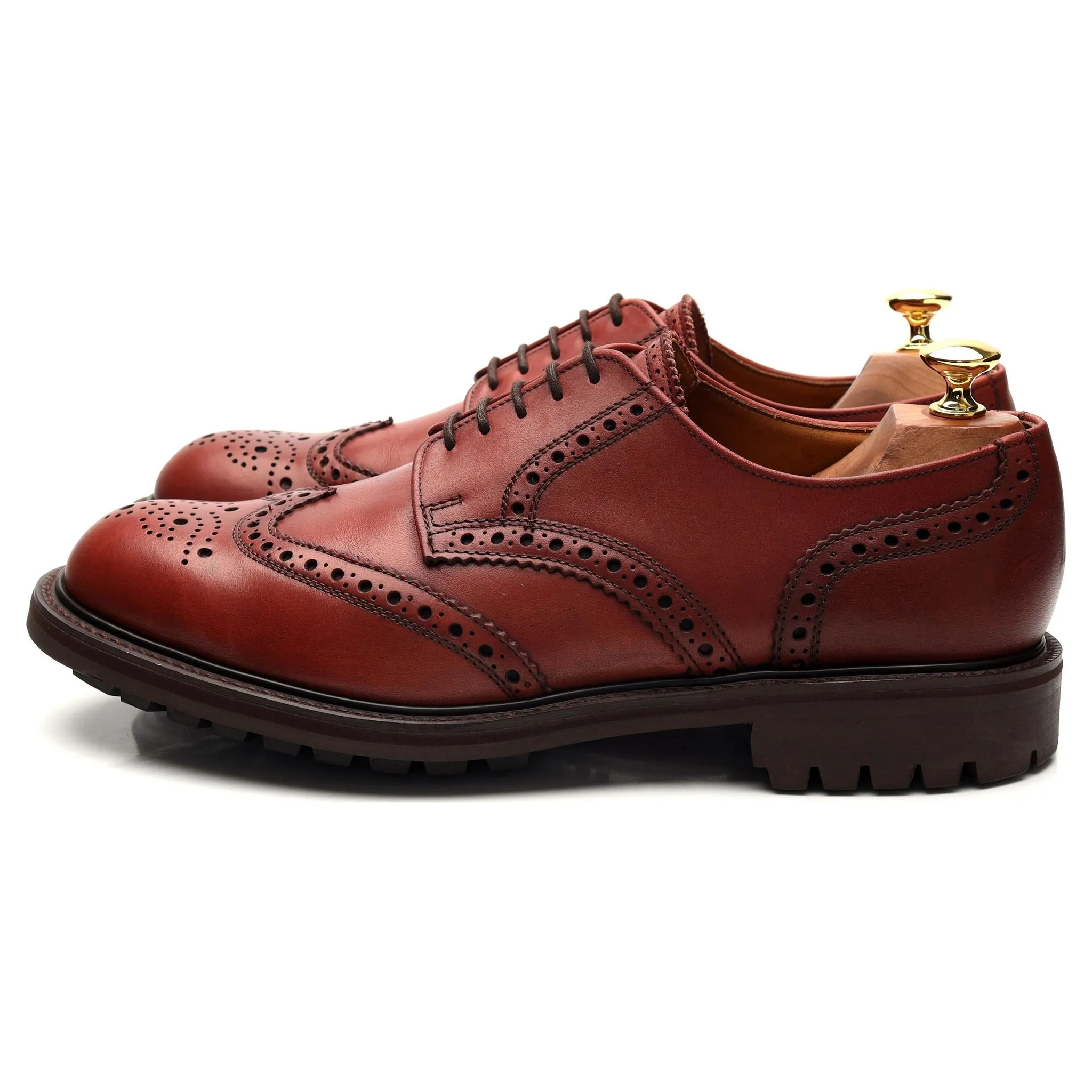 'Stirling' Brown Leather Derby Brogue UK 9