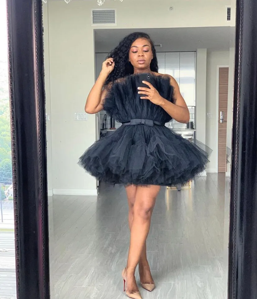 Strapless Flirty Black Swan Tutu Tulle Dress
