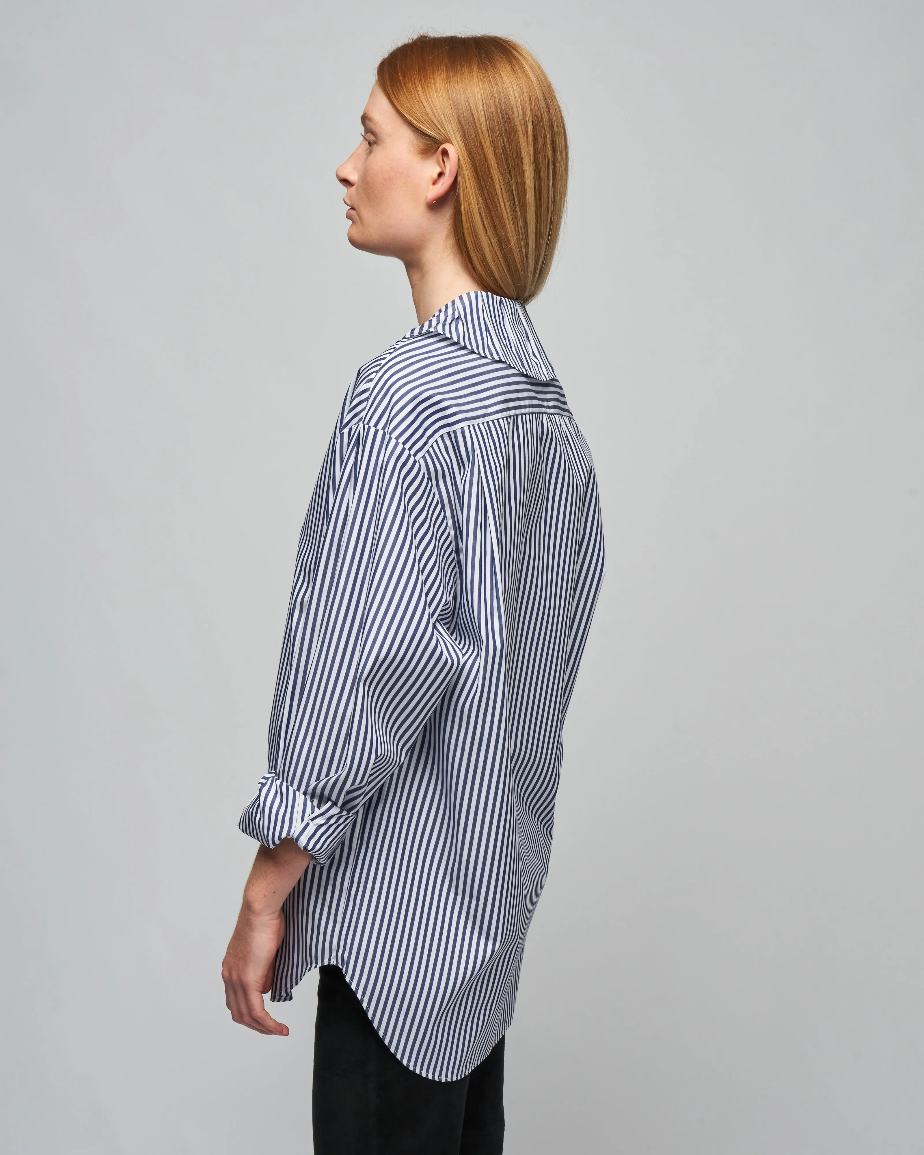 stripe ruffle collar - white navy