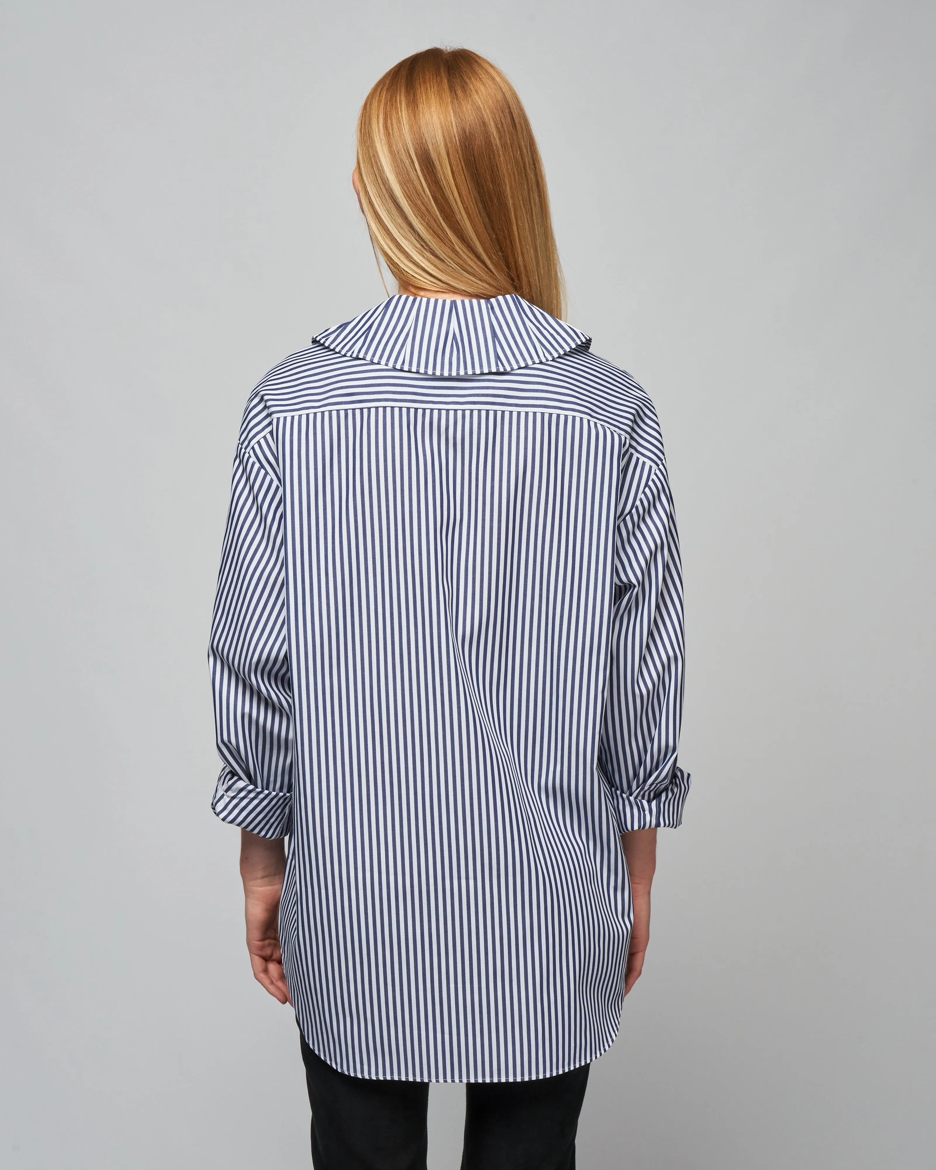stripe ruffle collar - white navy