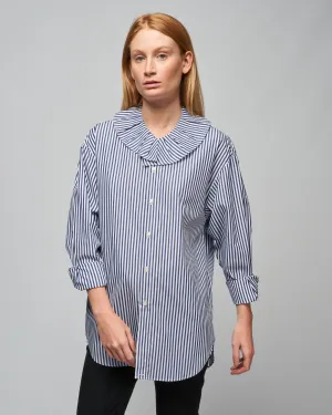 stripe ruffle collar - white navy