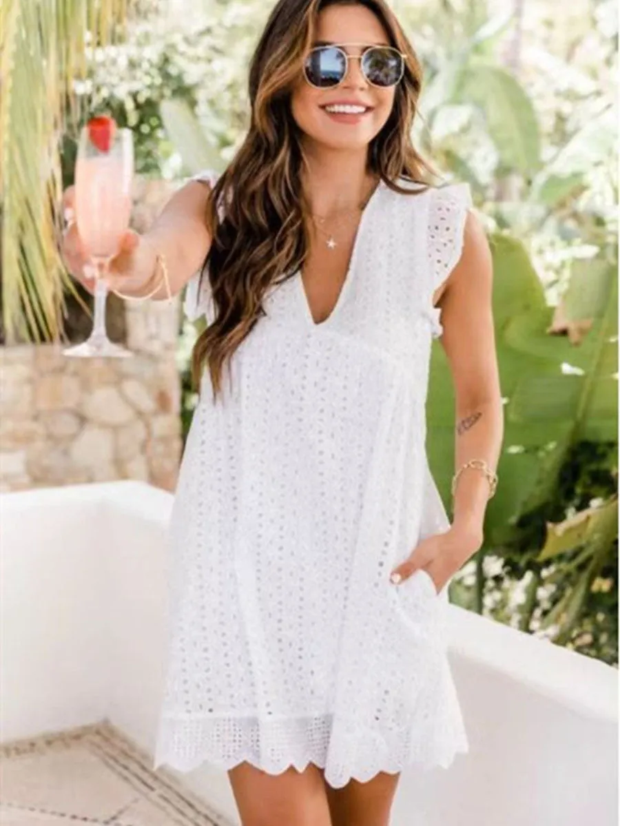 Stunncal Lace V-Neck Dress Comes With Safety Shorts (6 colors)