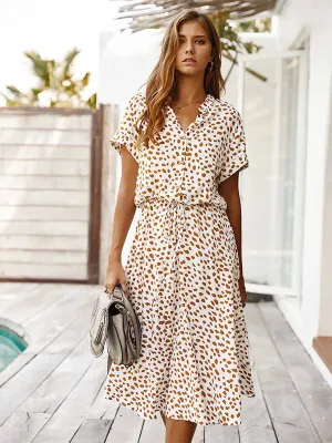 Stunncal Polka Dot Short-Sleeve Dress(7 colors)