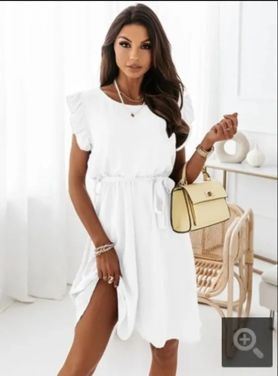 Stunncal Ruffle Waist Lace-Up Dress(4 colors)