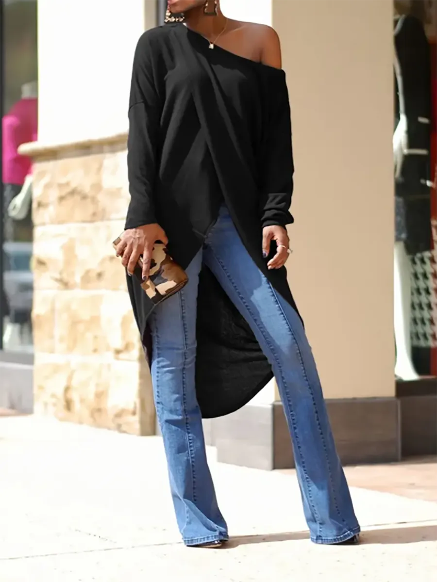 Stunncal Sexy Split Shoulderless Dress Top