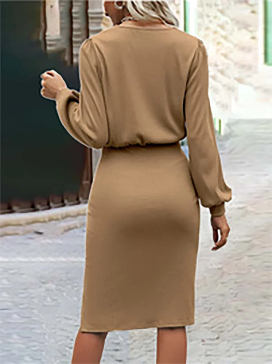 Stunncal Threaded Split Long Sleeve Dress(6 colors)