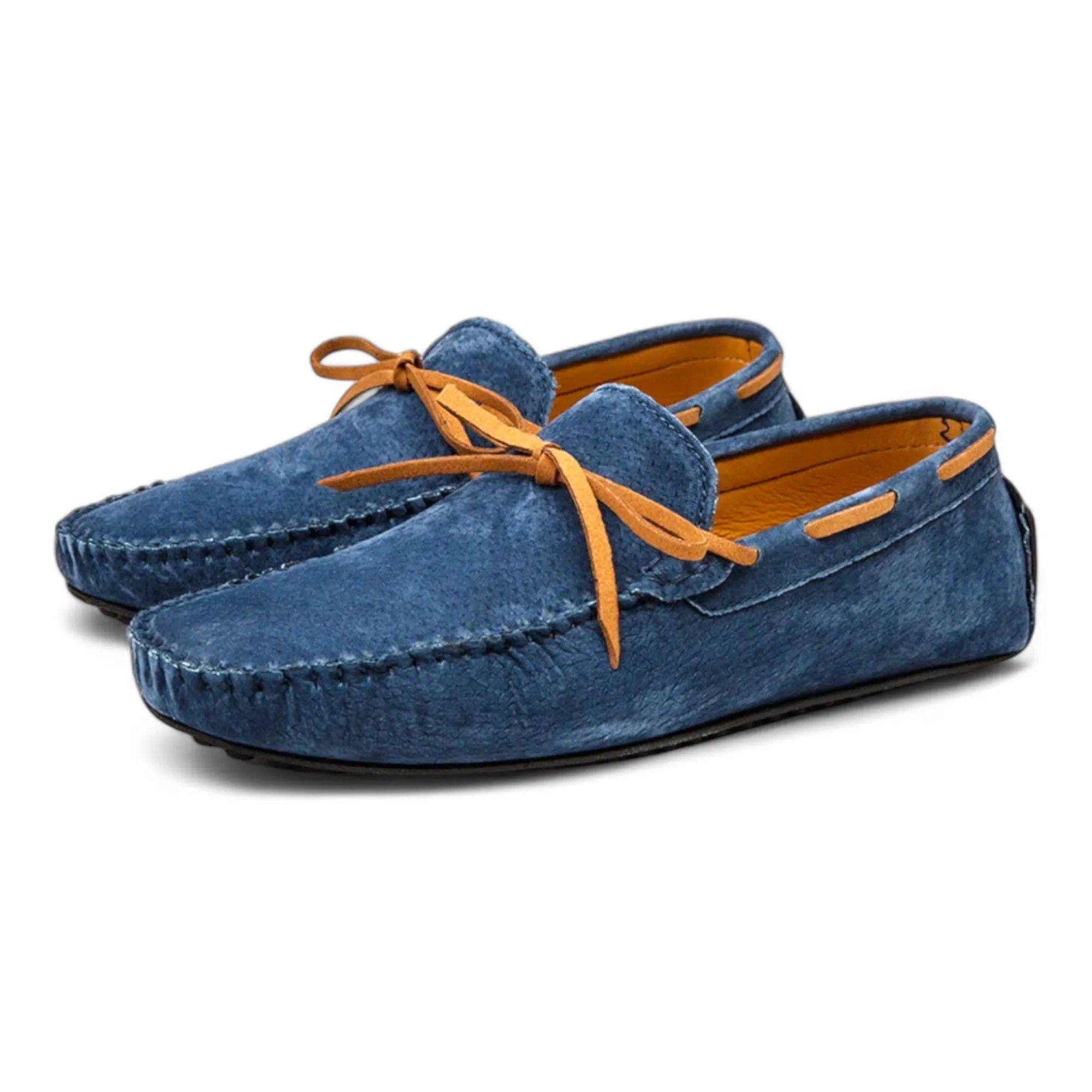 Suede Stitched Lace-up Loafers