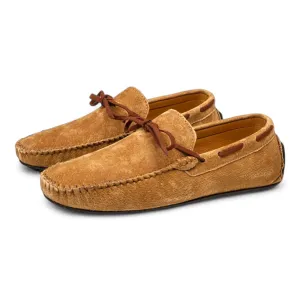 Suede Stitched Lace-up Loafers
