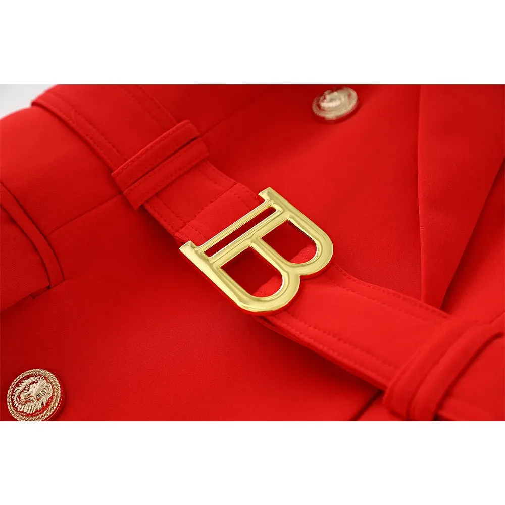 Summer New Sleeveless Red Fashion Commuter Professional Vest Suit Dress Belt Waistband Slim Fit Versatile Style Women's Style