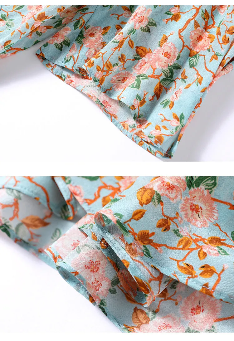Summer Silk Dress French Square Neck Dress