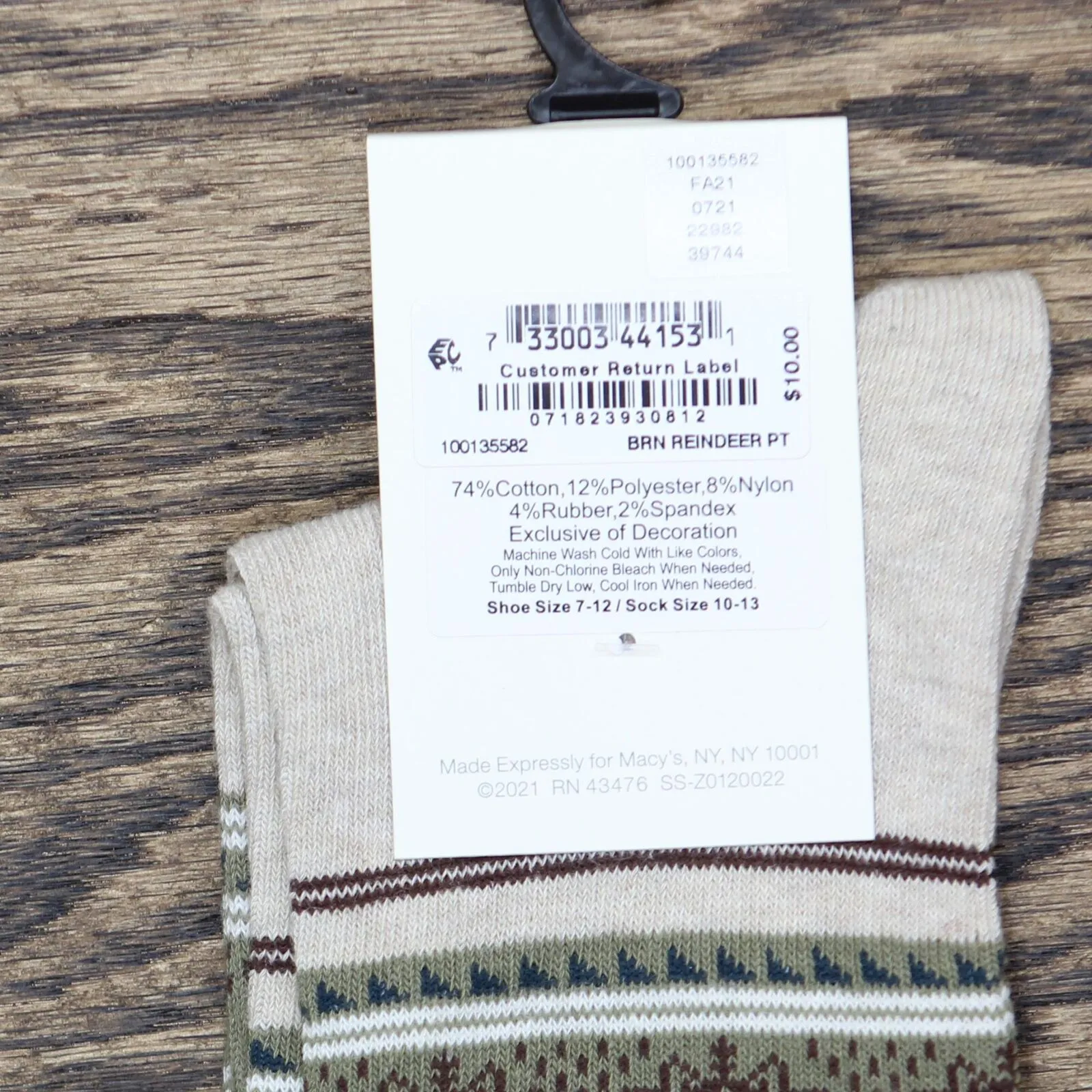 Sun   Stone Men's Holiday Ankle Half Calf Socks
