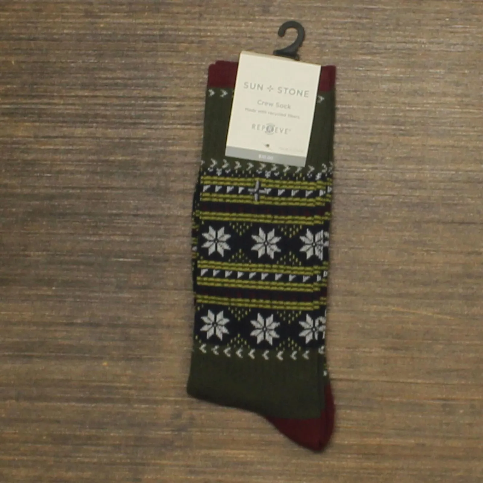 Sun   Stone Men's Holiday Snowflake Crew Socks