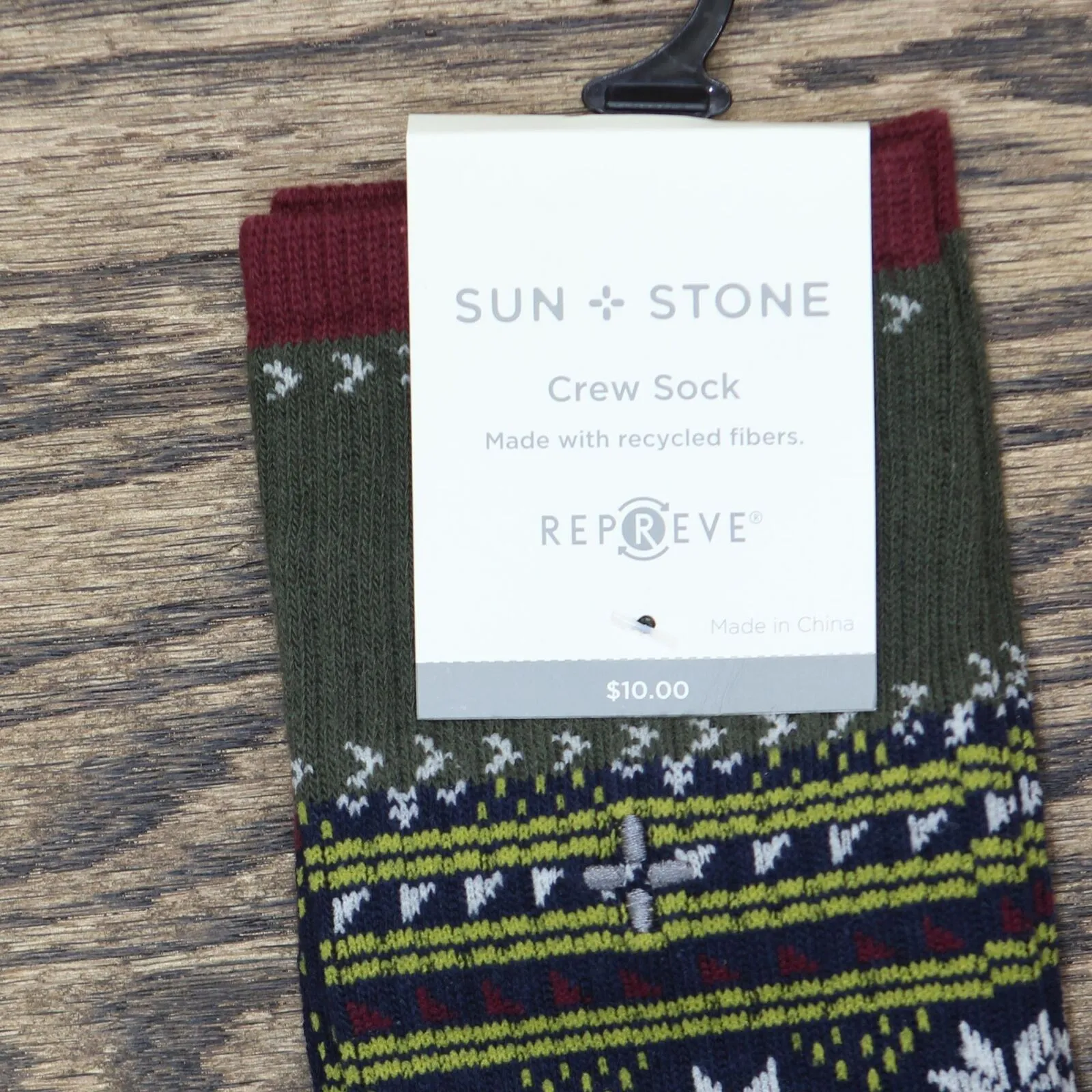 Sun   Stone Men's Holiday Snowflake Crew Socks