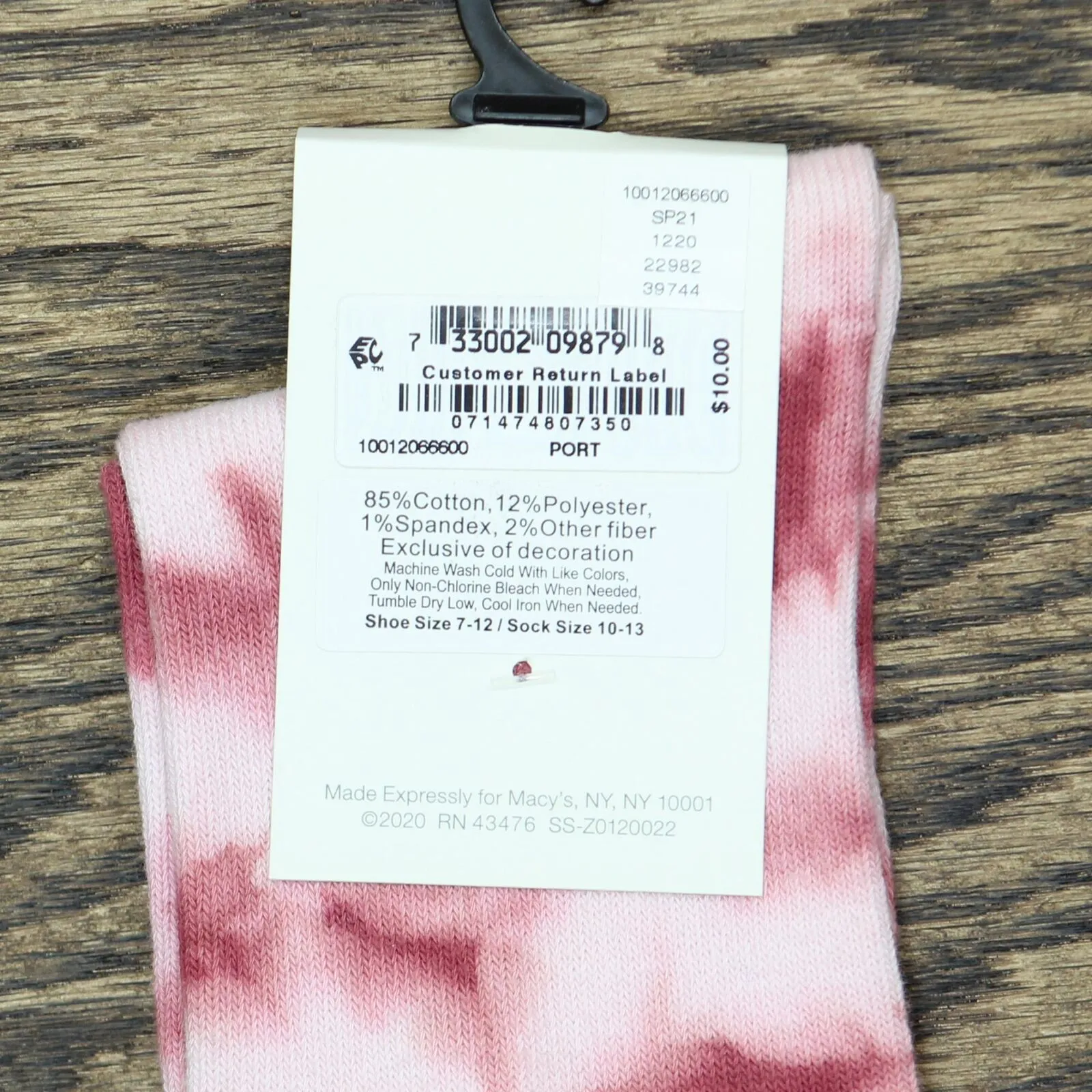 Sun   Stone Men's Tie-Dyed Ankle Half Calf Socks