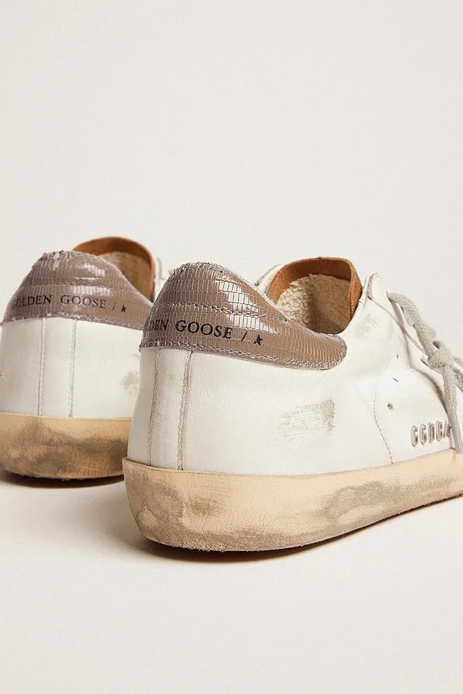 super-star suede star glitter heel - white/tobacco/silver/taupe