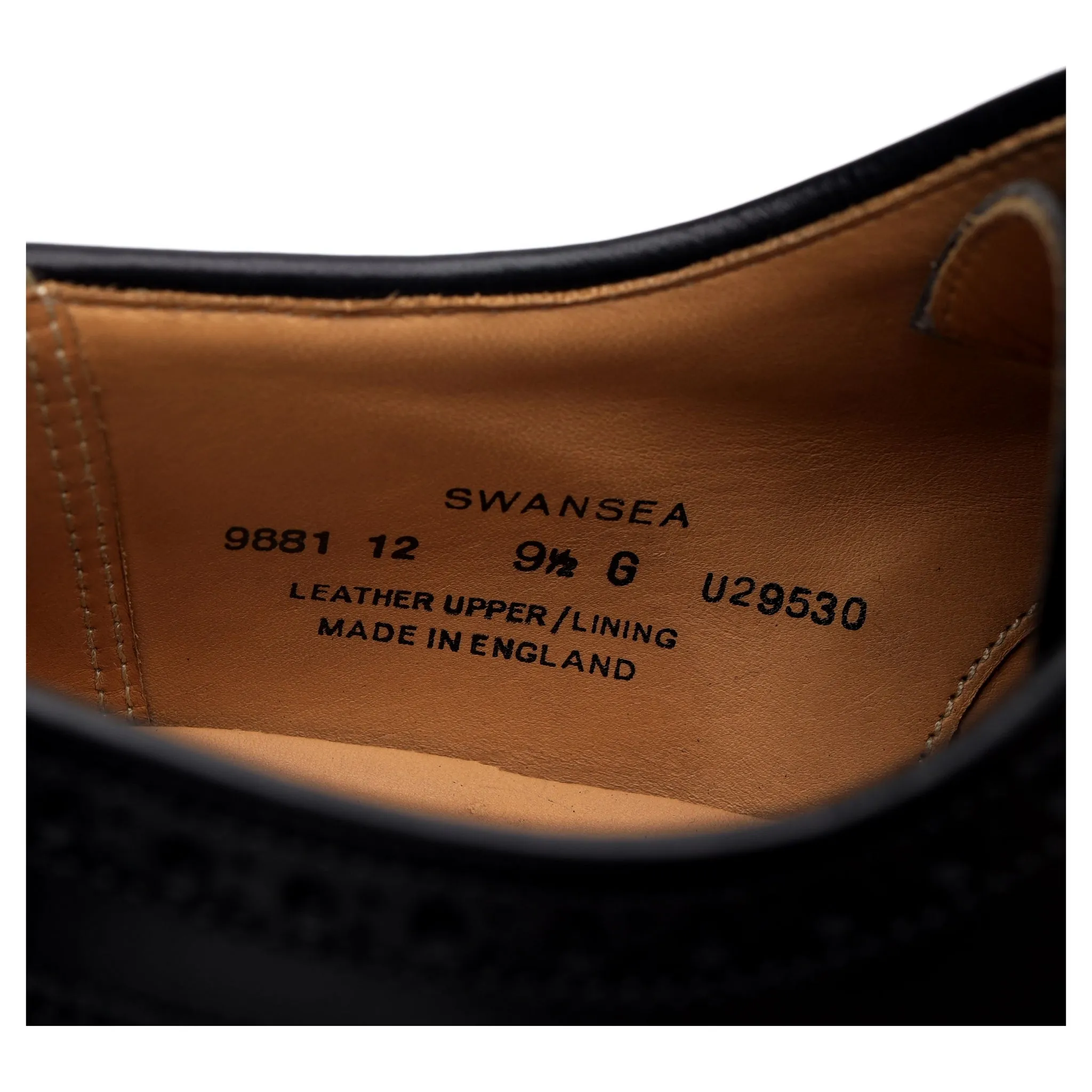 'Swansea' Black Leather Derby Brogue UK 9.5 G