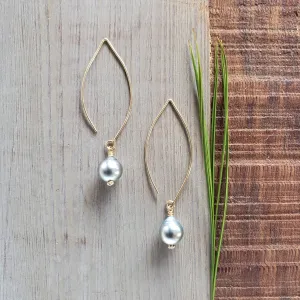 Tahitian Pearl Drop Gold Earrings