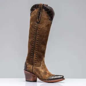 Tall Distressed Camel Boot