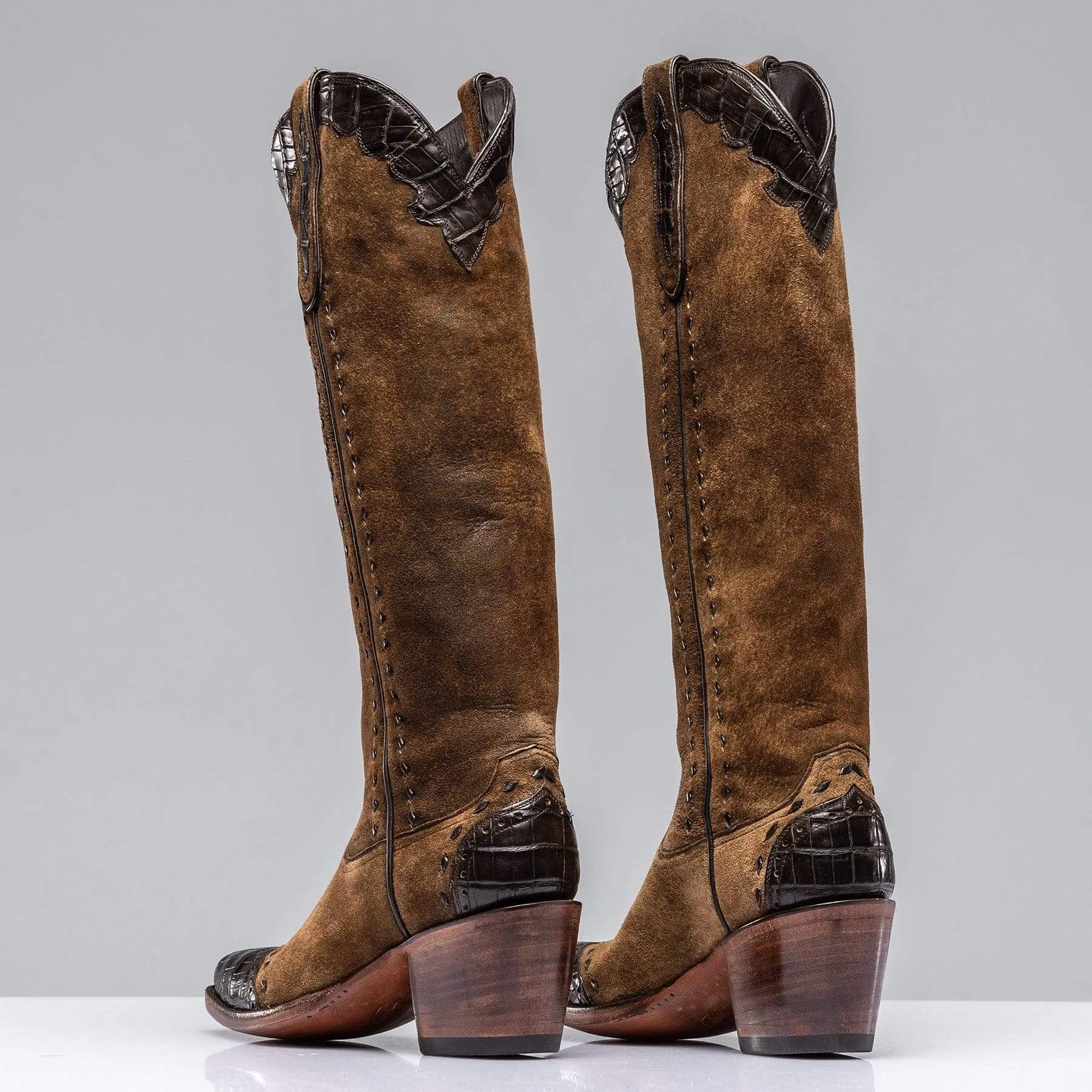 Tall Distressed Camel Boot