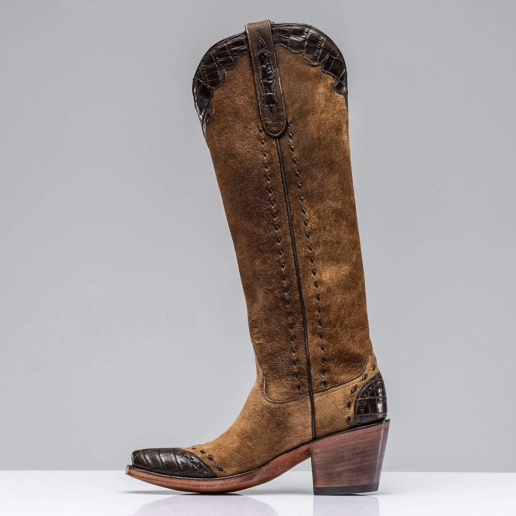 Tall Distressed Camel Boot