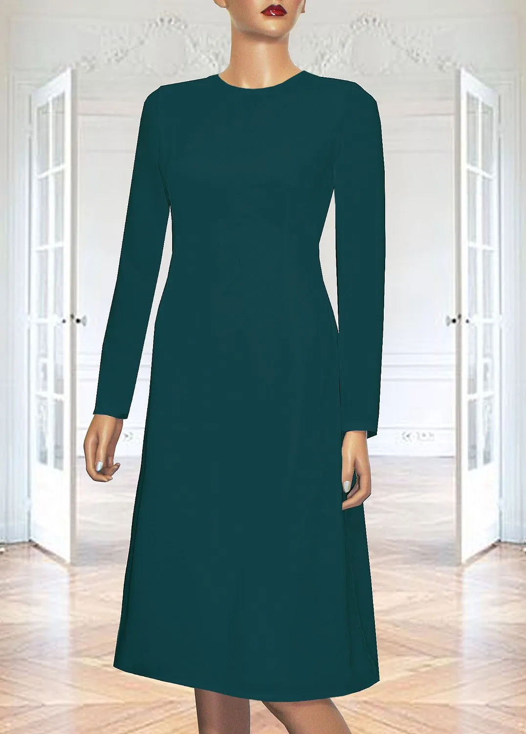 Teal A-line Knee Length Dress - Grace