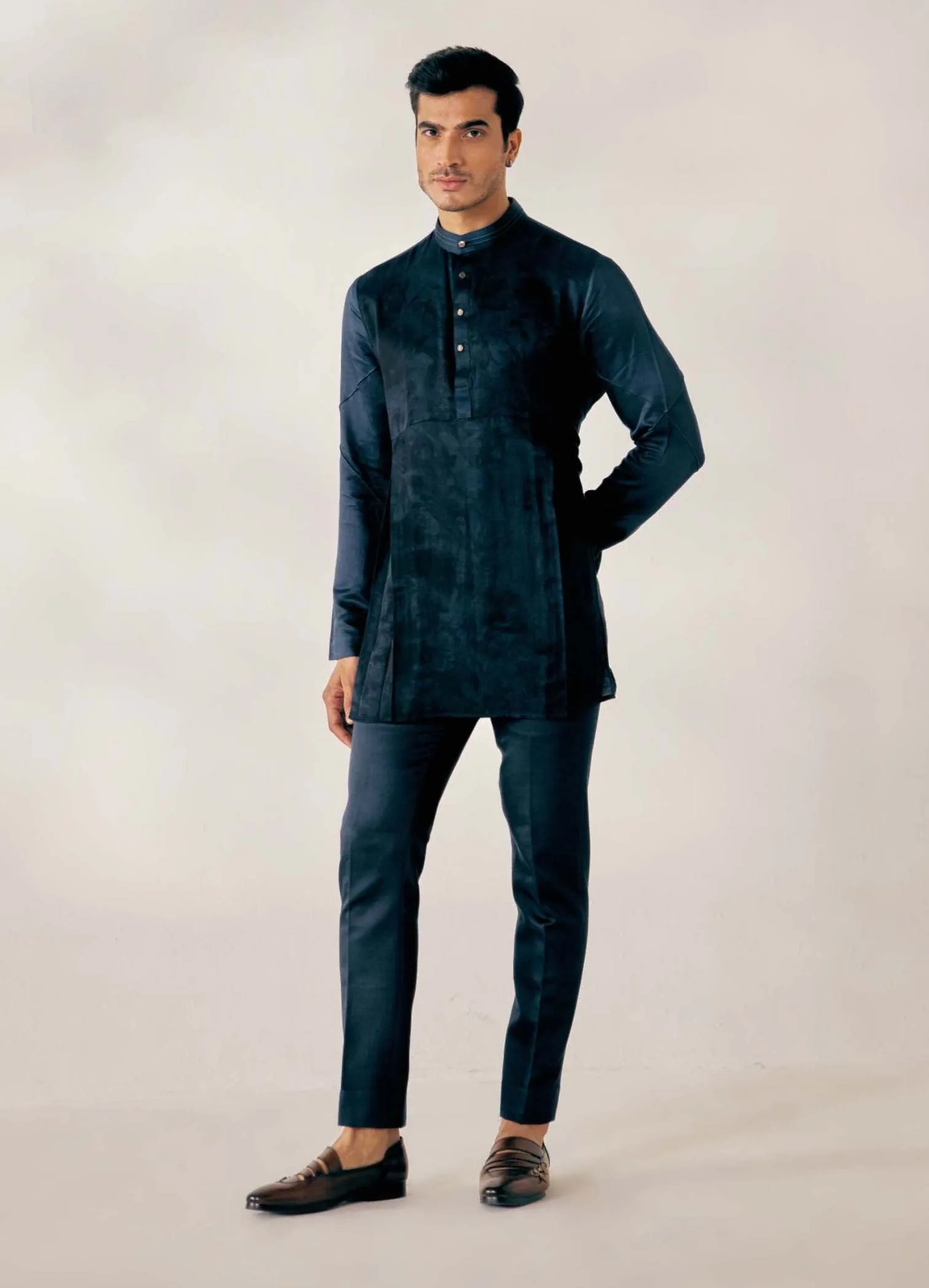 Teal Blue Cubism Short Jacket set