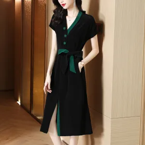 Temperament Plus Size Women's High-end Shirt Dress Satin