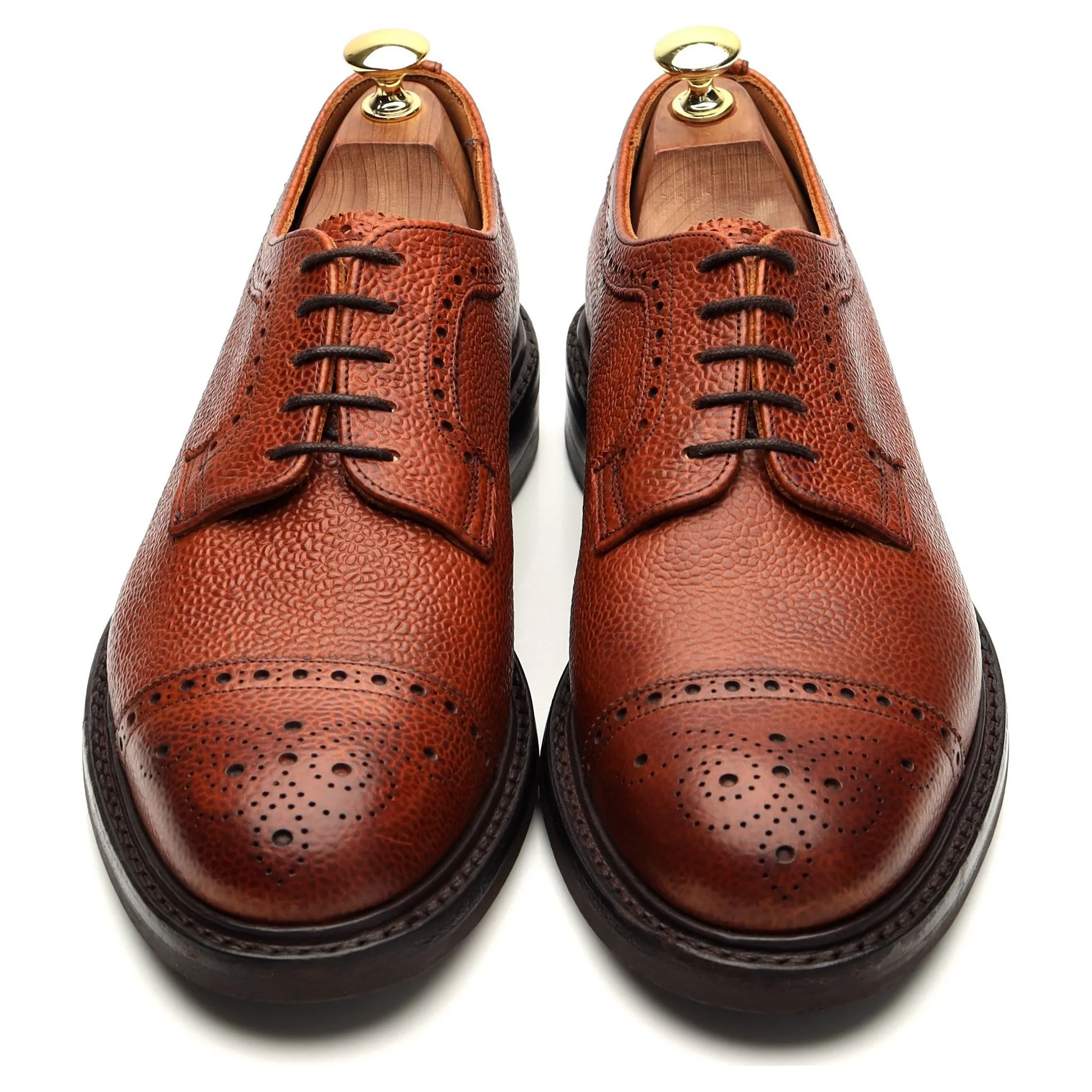 'Tenterden ll' Tan Brown Grain Leather Derby Brogue UK 8 F