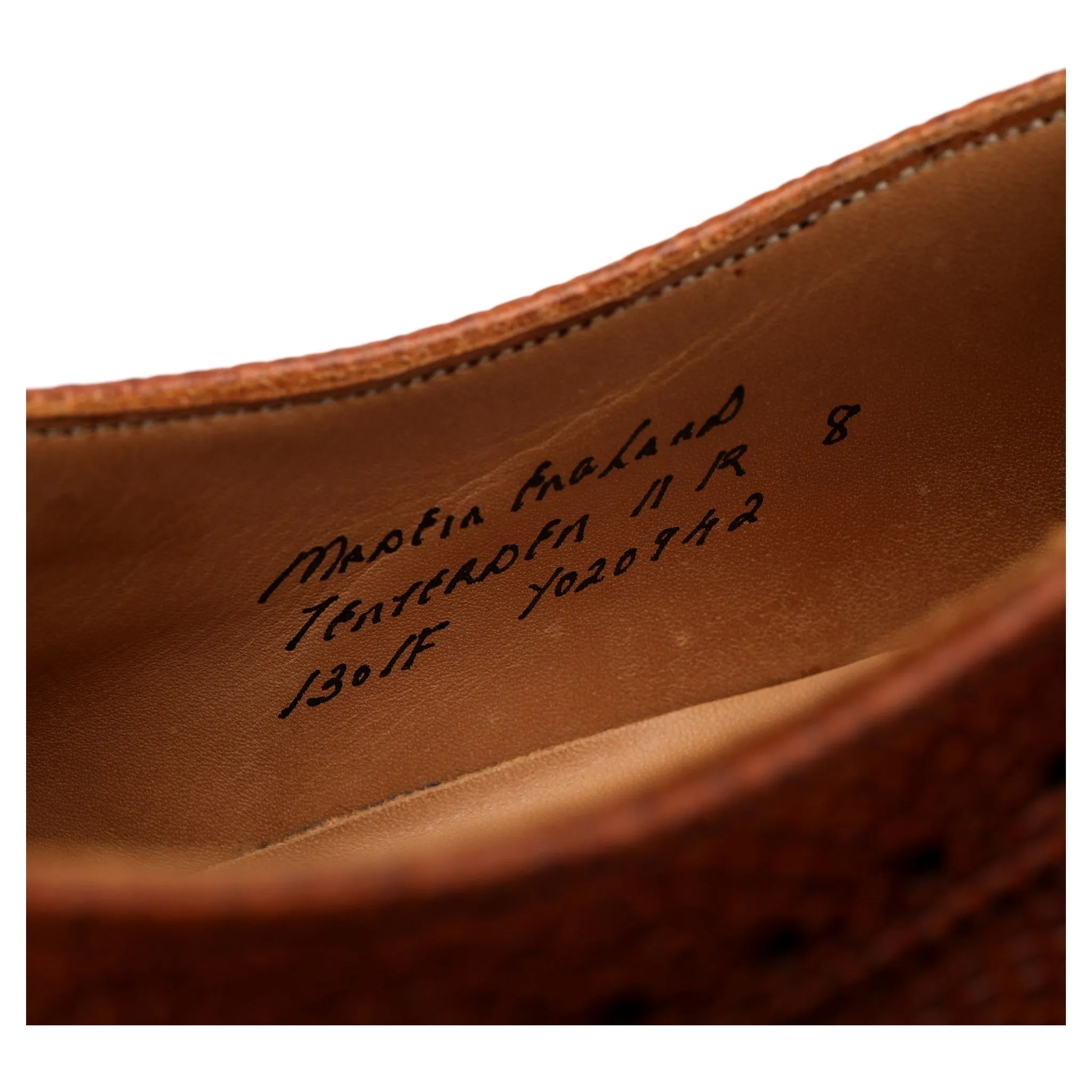 'Tenterden ll' Tan Brown Grain Leather Derby Brogue UK 8 F