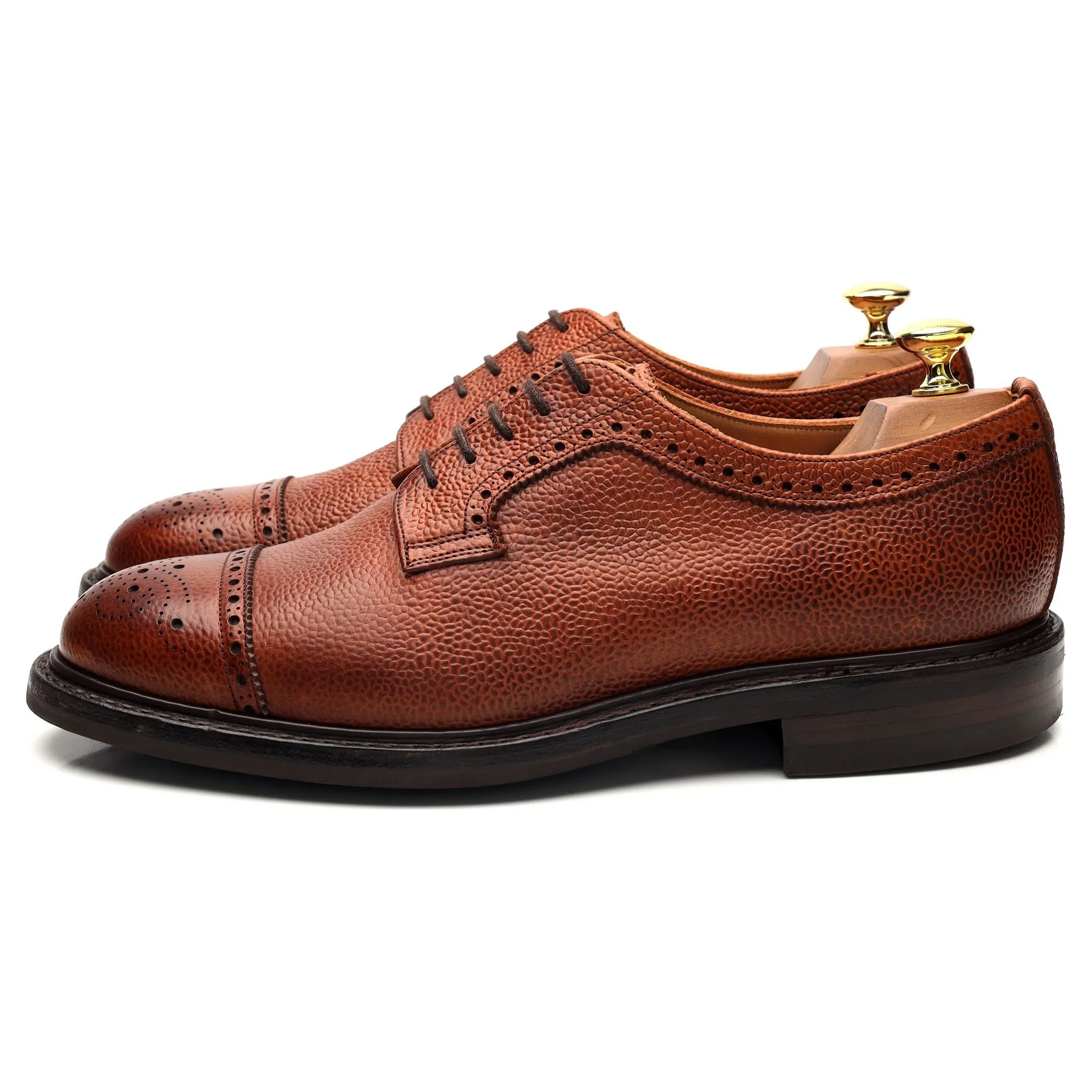 'Tenterden ll' Tan Brown Grain Leather Derby Brogue UK 8 F