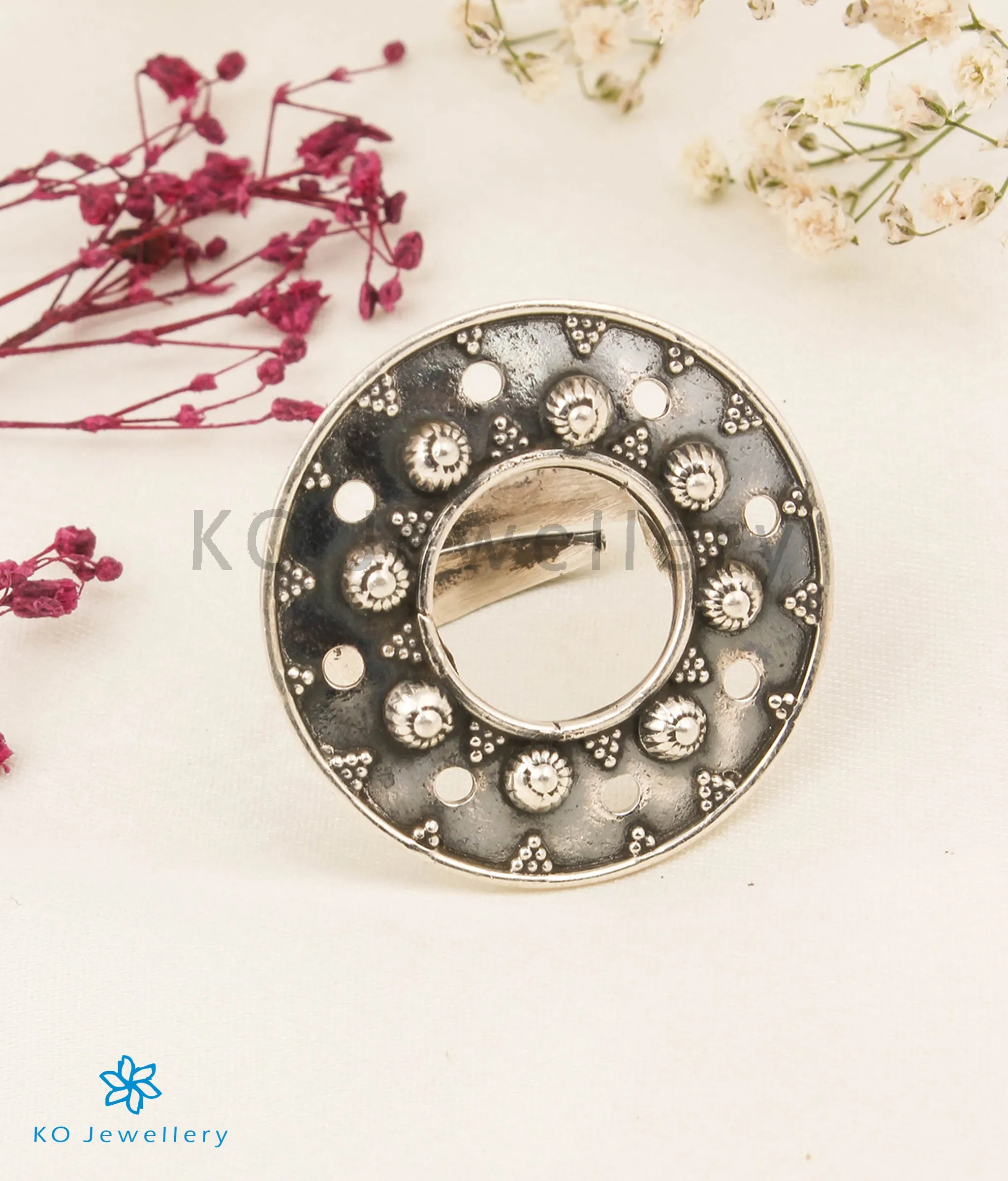 The Mandala Silver Statement Open Finger Ring