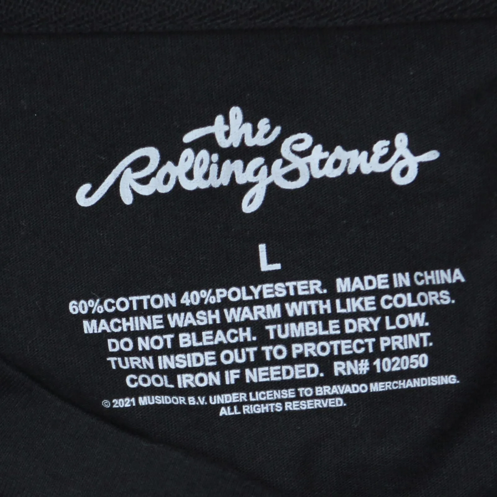 The Rolling Stones Women's Varsity Long Sleeve Graphic T-Shirt Tee Black L