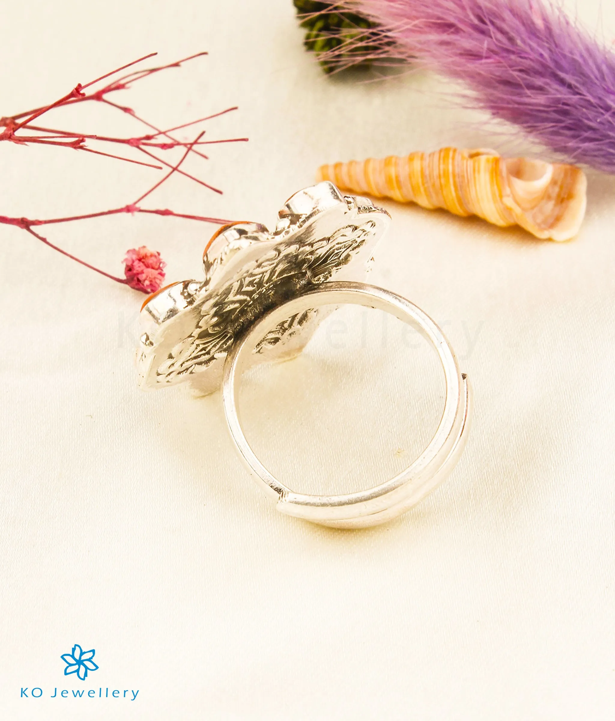 The Rudhira Silver Statement Open Finger Ring