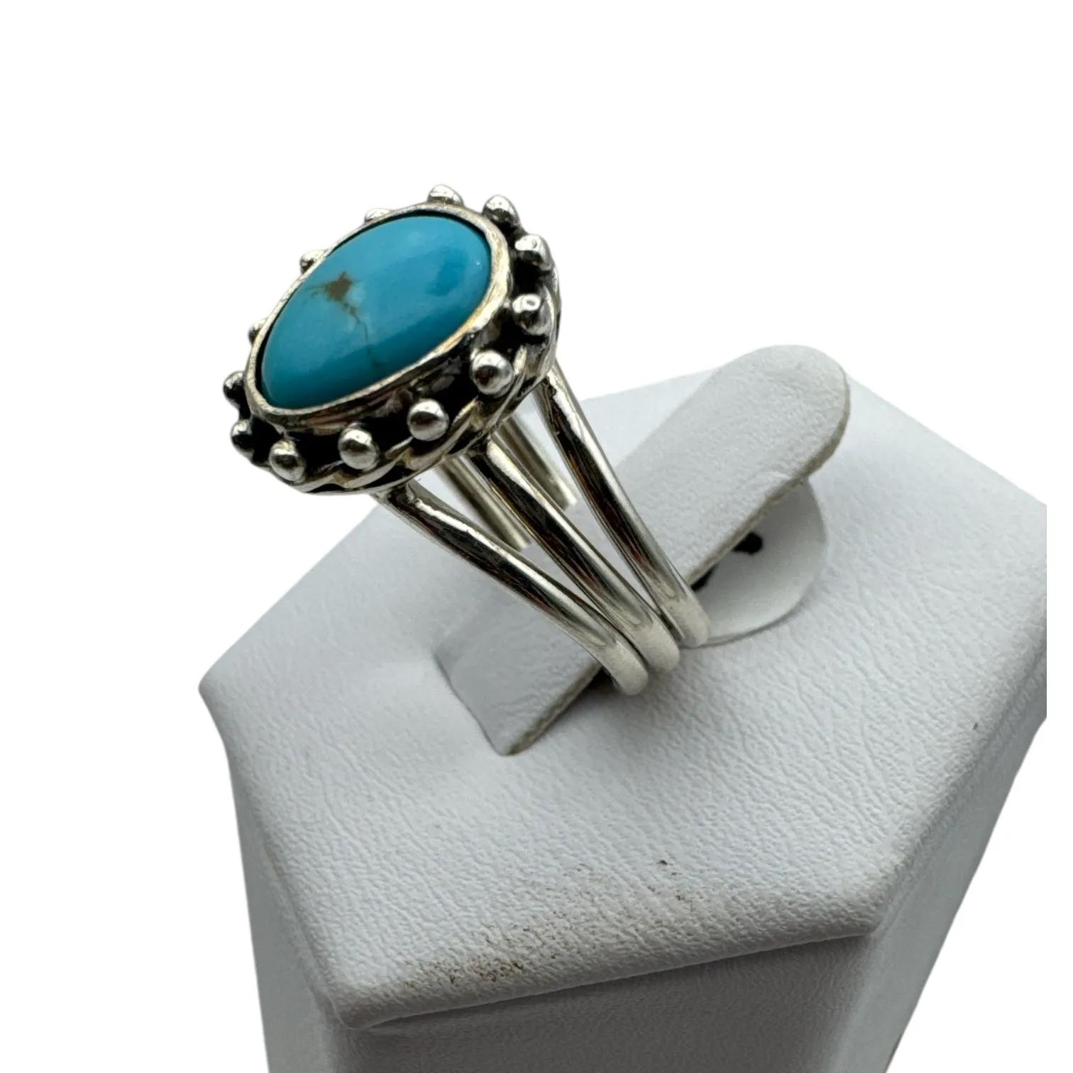 Tibetan Turquoise Solid 925 Sterling Silver Ring 7