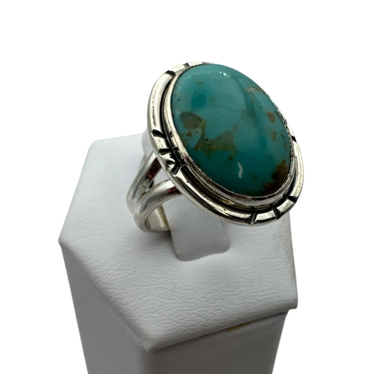 Tibetan Turquoise Solid 925 Sterling Silver Ring 9