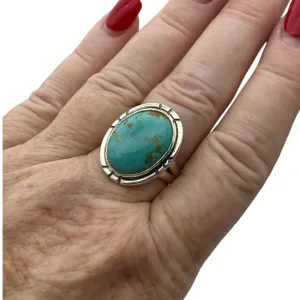 Tibetan Turquoise Solid 925 Sterling Silver Ring 9