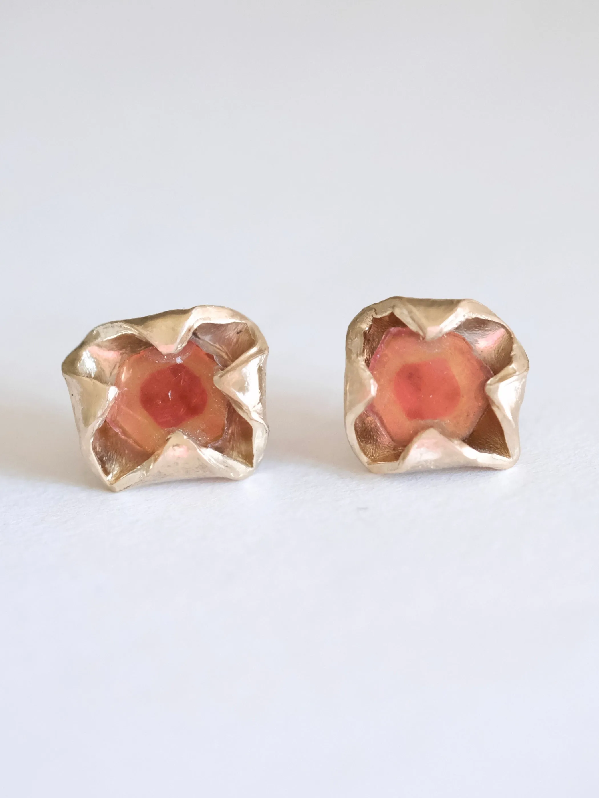 Tourmaline Slice Stud Earrings