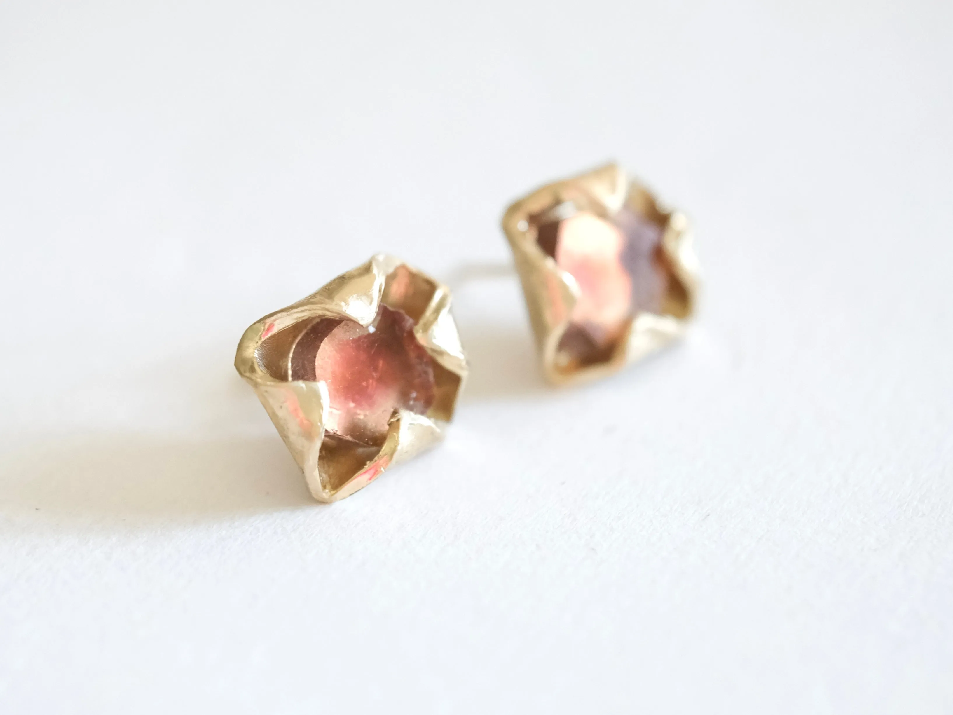 Tourmaline Slice Stud Earrings