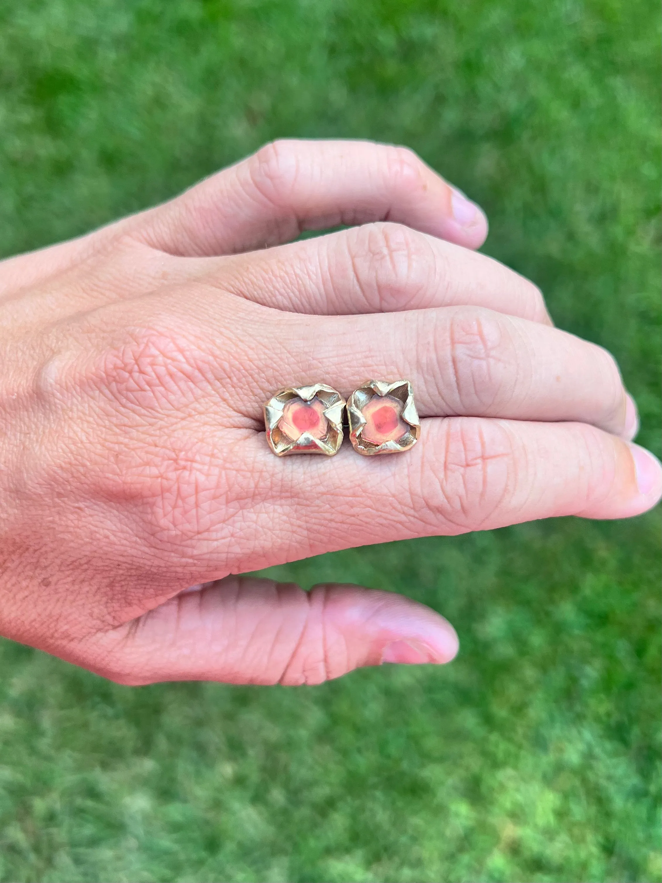 Tourmaline Slice Stud Earrings
