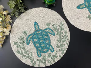 Turtle and Coral Round Beaded Placemat