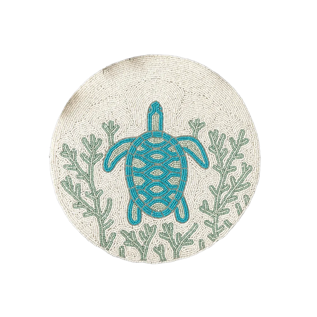 Turtle and Coral Round Beaded Placemat