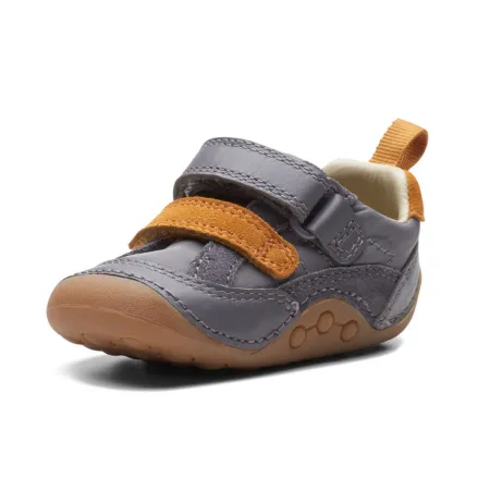 UK 5.5 Grey and Orange Tiny Fawn Velcro Sneaker