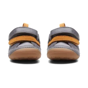 UK 5.5 Grey and Orange Tiny Fawn Velcro Sneaker