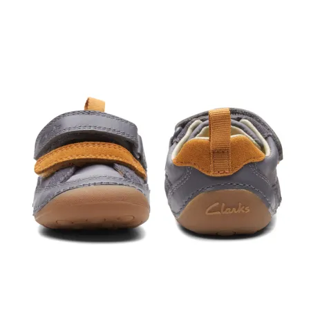 UK 5.5 Grey and Orange Tiny Fawn Velcro Sneaker