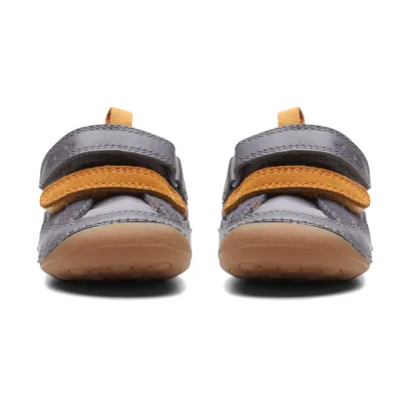 UK 5.5 Grey and Orange Tiny Fawn Velcro Sneaker