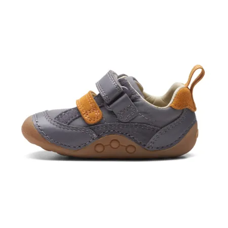UK 5.5 Grey and Orange Tiny Fawn Velcro Sneaker